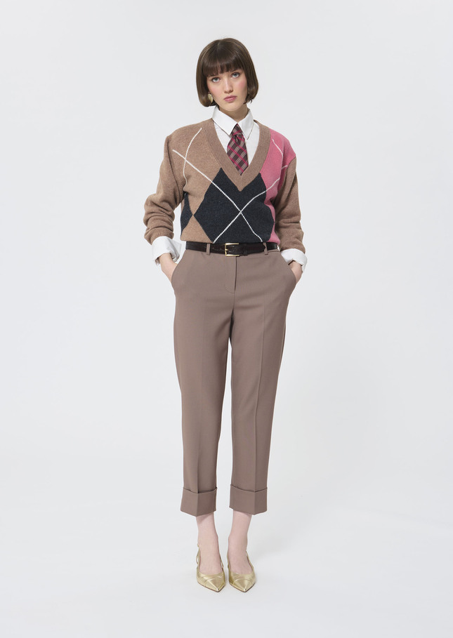 Pantalon Philippa beige en laine froide Taupe TARA JARMON
