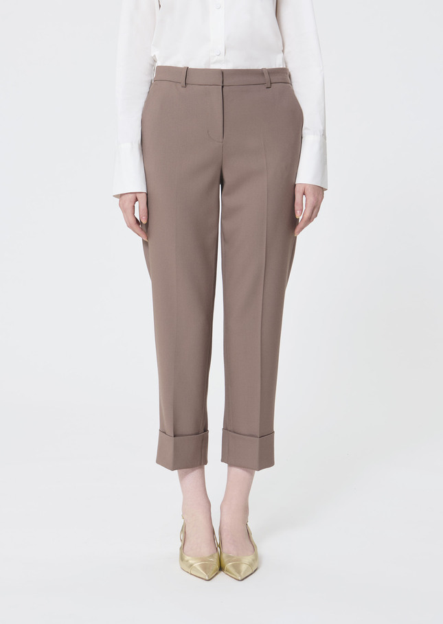 Pantalon Philippa beige en laine froide Taupe TARA JARMON