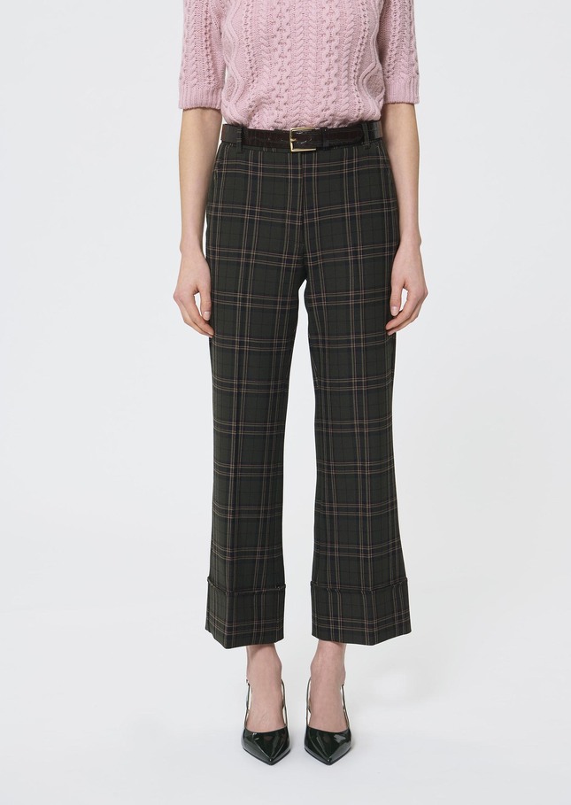 Pantalon Pierre vert à carreaux Vert anglais TARA JARMON