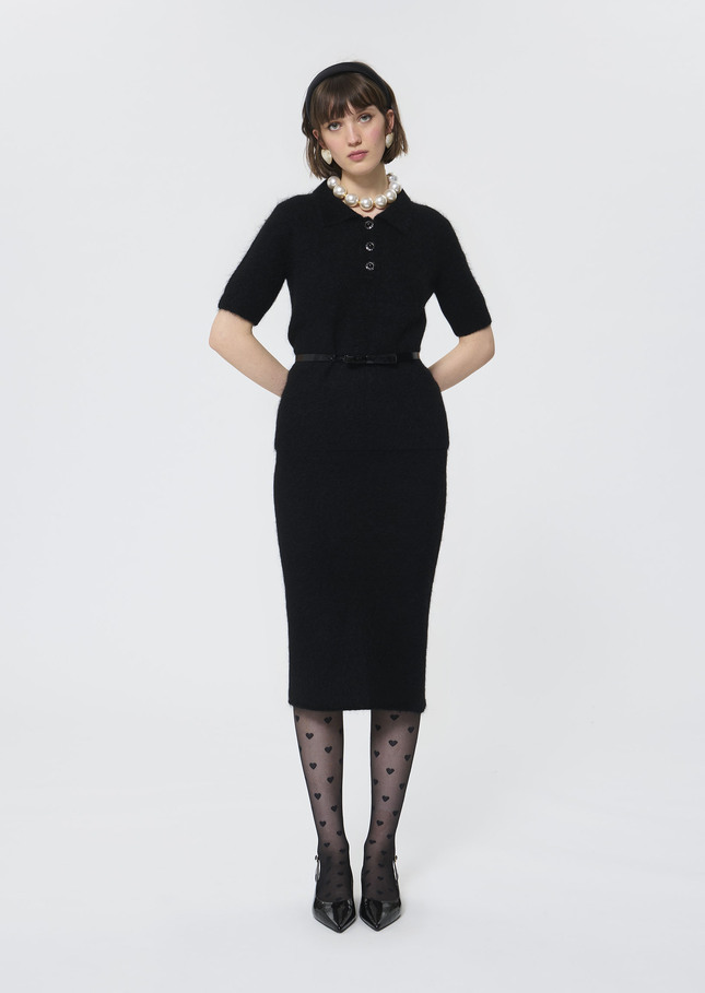 Pull Paulino noir en alpaga brossé Noir TARA JARMON