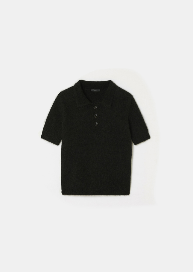Pull Paulino noir en alpaga brossé Noir TARA JARMON