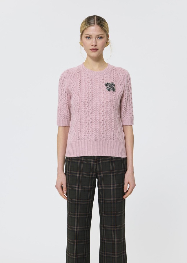 Pull Pedro rose pale en laine Blush TARA JARMON
