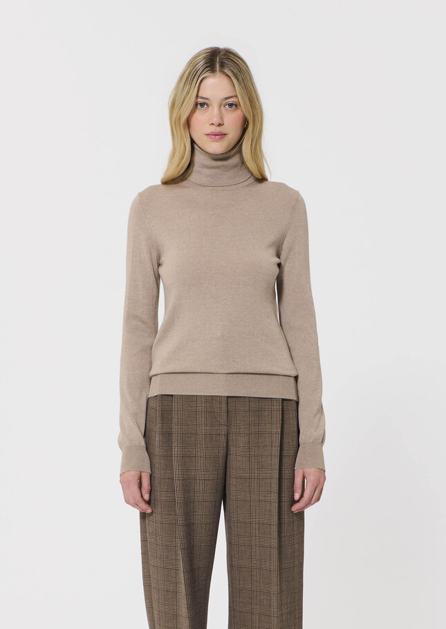 Pull Palma beige en laine merinos Cafe au lait TARA JARMON