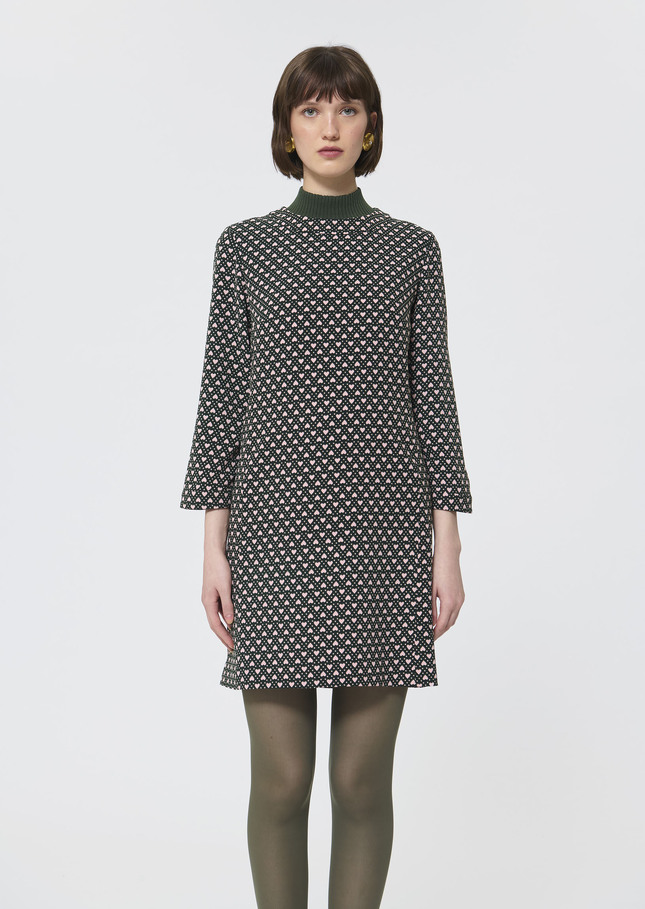 Robe Rivanna verte imprimée mini coeurs Vert anglais TARA JARMON