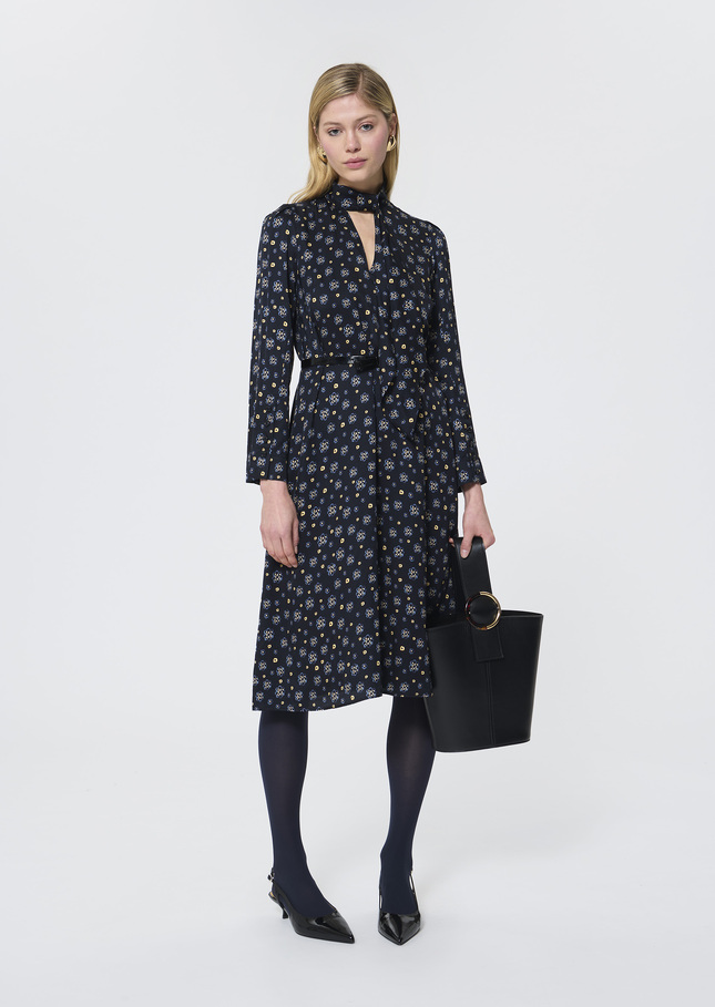 Robe Rufus bleu nuit imprimé fleurs Nuit TARA JARMON
