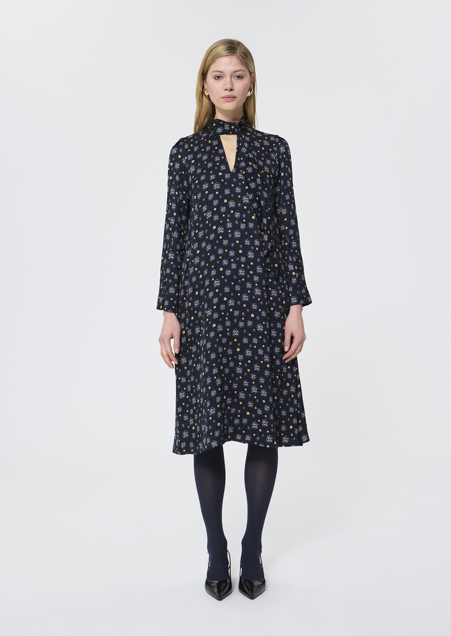 Robe Rufus bleu nuit imprimé fleurs Nuit TARA JARMON