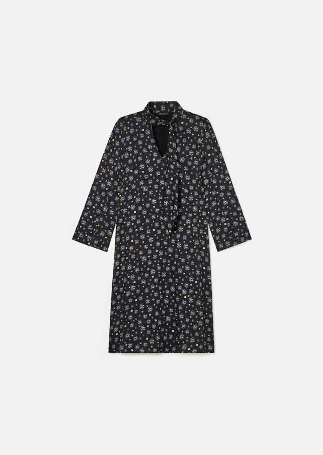 Robe Rufus bleu nuit imprimé fleurs Nuit TARA JARMON