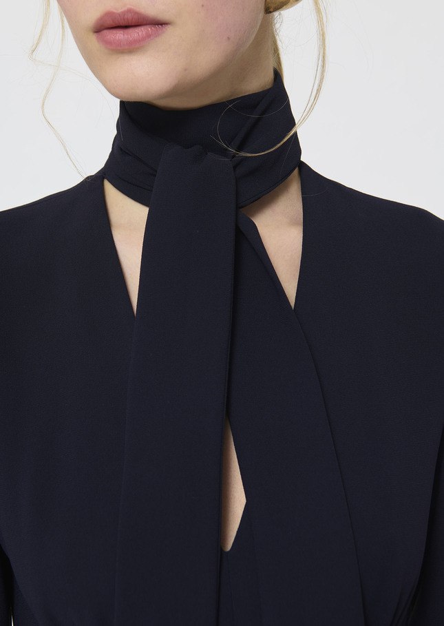 Robe Rosalie bleu nuit en crêpe Nuit TARA JARMON
