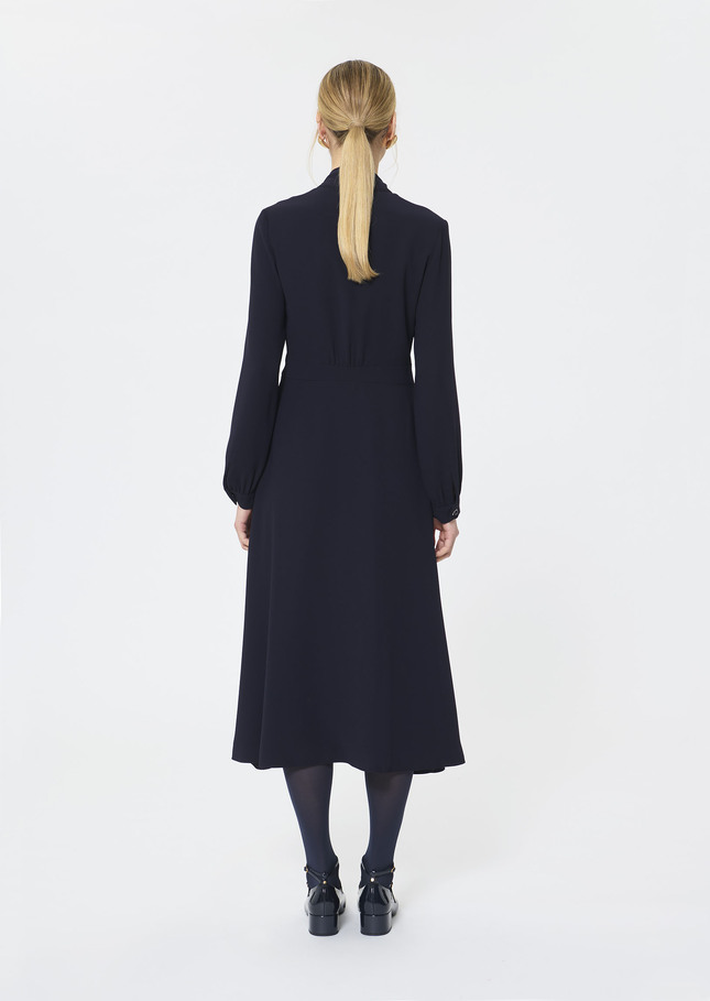 Robe Rosalie bleu nuit en crêpe Nuit TARA JARMON