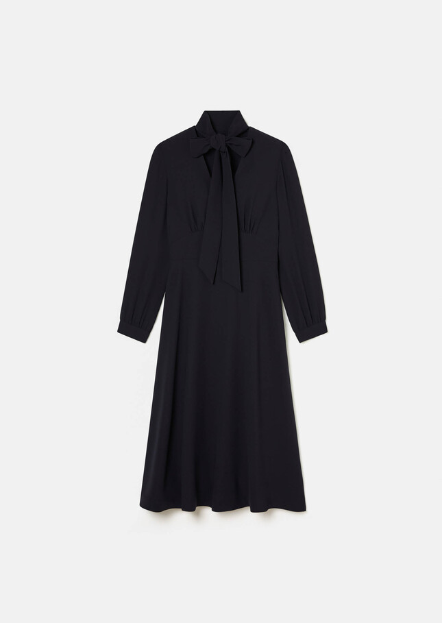 Robe Rosalie bleu nuit en crêpe Nuit TARA JARMON