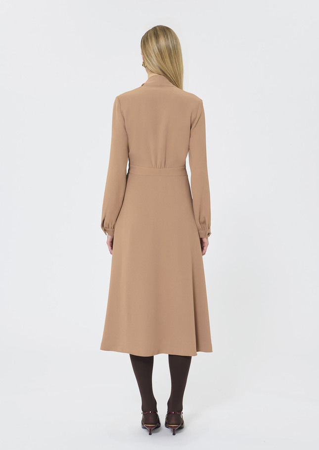 Robe Rosalie beige en crêpe Noisette TARA JARMON