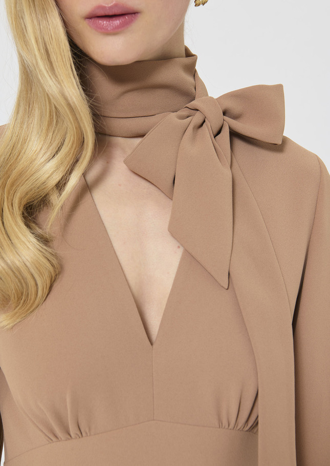 Robe Rosalie beige en crêpe Noisette TARA JARMON