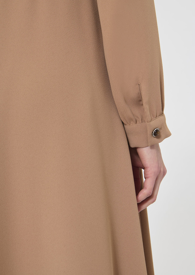 Robe Rosalie beige en crêpe Noisette TARA JARMON