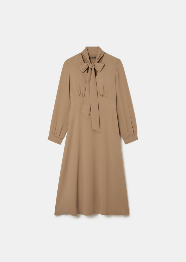 Robe Rosalie beige en crêpe Noisette TARA JARMON