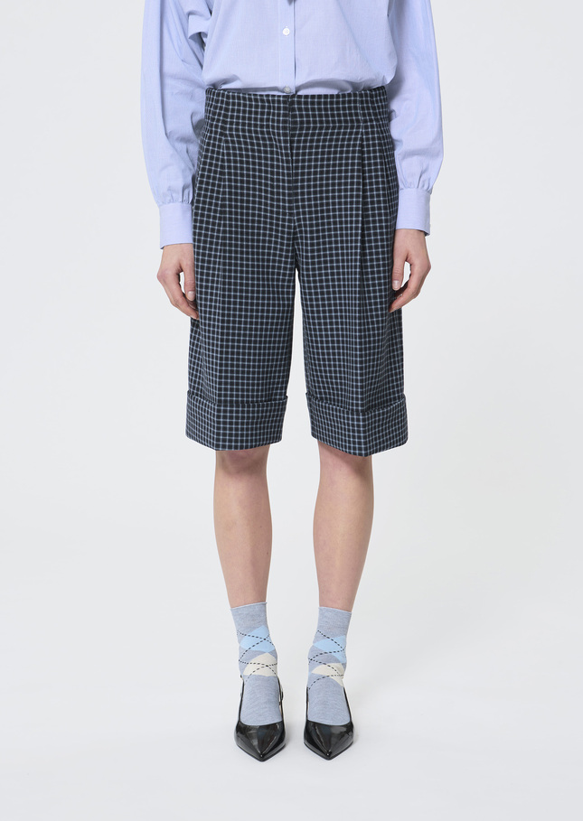 Short Scott bleu nuit à petits carreaux Nuit TARA JARMON