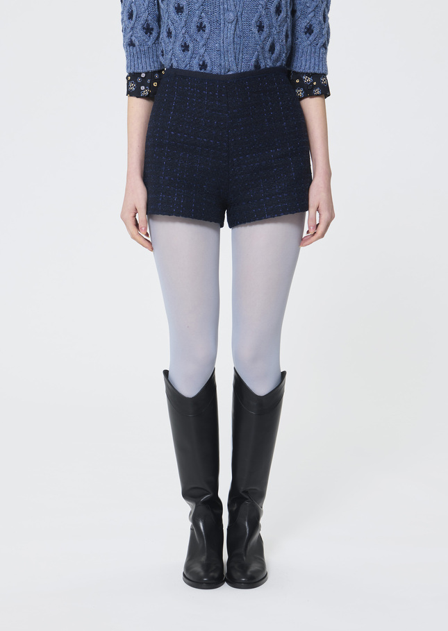 Short Sam bleu nuit en tweed irisé Nuit TARA JARMON