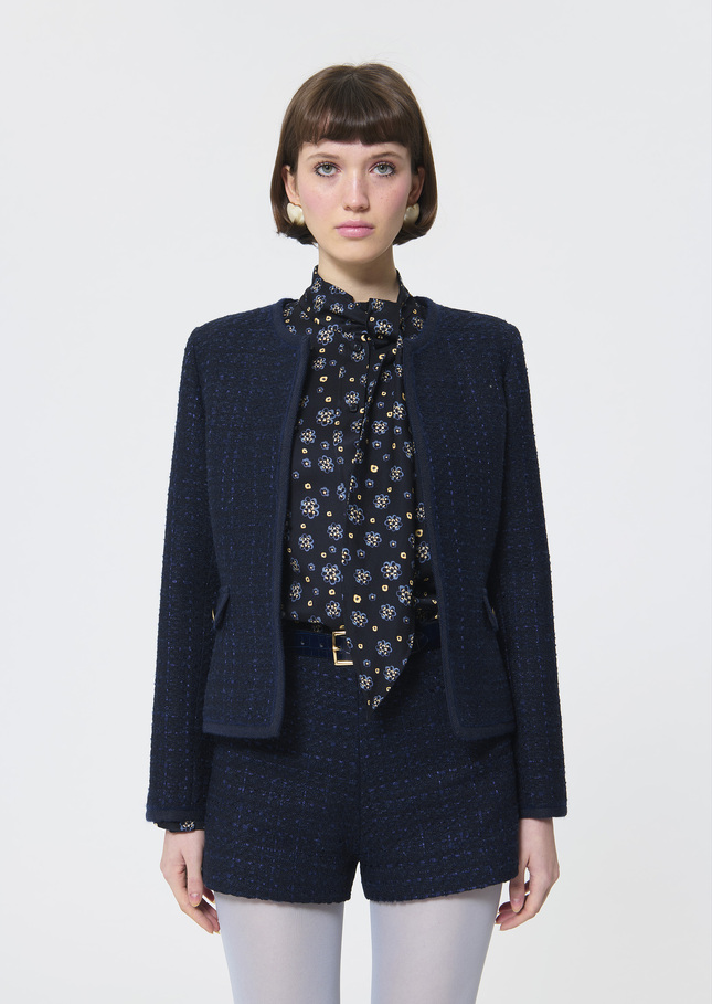 Veste Velvet bleu nuit en tweed irisé Nuit TARA JARMON