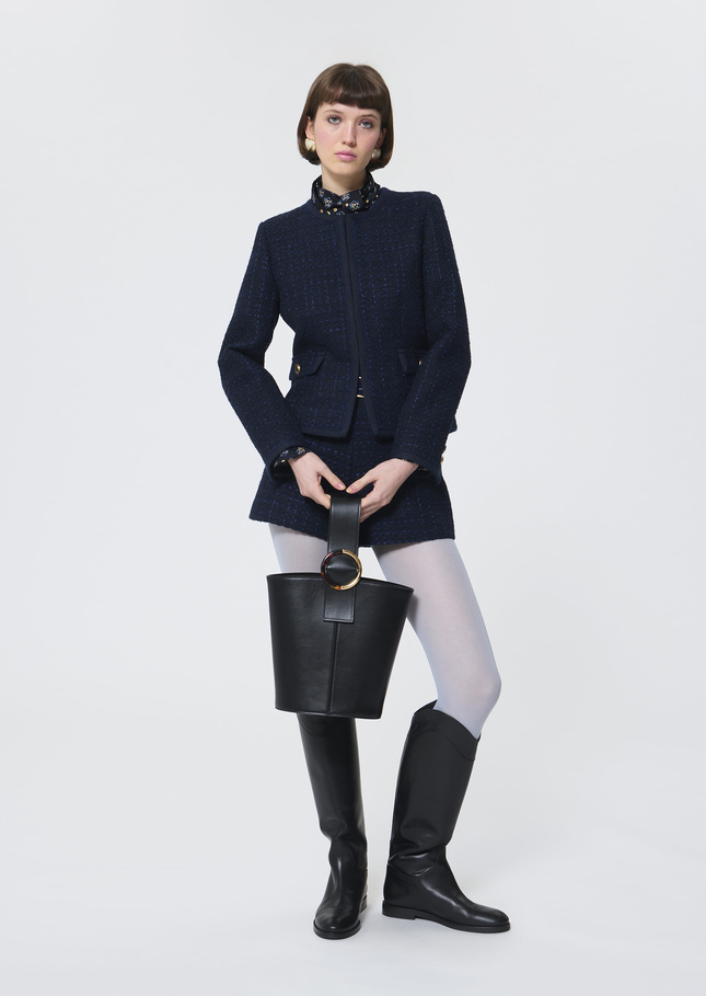Veste Velvet bleu nuit en tweed irisé Nuit TARA JARMON