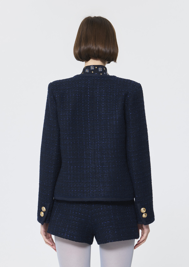 Veste Velvet bleu nuit en tweed irisé Nuit TARA JARMON