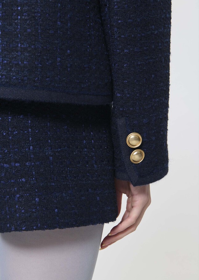 Veste Velvet bleu nuit en tweed irisé Nuit TARA JARMON