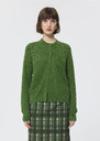 Gilet Gerty vert en laine merinos Cactus, Grenat TARA JARMON