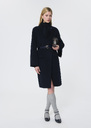 Manteau Mocca bleu nuit en laine double face Nuit, Vert anglais TARA JARMON