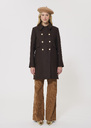 Manteau Marceau marron en drap de laine Cactus, Chocolat TARA JARMON