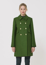 Manteau Marceau vert en drap de laine Cactus, Chocolat TARA JARMON