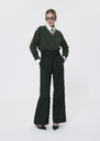 Pantalon Pia vert anglais en flanelle Cactus, Grenat, Gris chine, Jaune citron, Noisette, Nuit, Vert anglais TARA JARMON