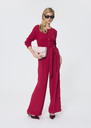 Pantalon Pia rouge en crêpe Cactus, Grenat, Jaune citron, Noisette TARA JARMON