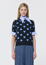 Pull Polla bleu nuit en jacquard coeurs Nuit TARA JARMON