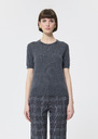 Pull Pica gris chiné en laine merinos Gris chine, Vert TARA JARMON