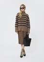 Pull Pacome beige à rayures noires en laine Ecru, Horizon, Nuit, Taupe TARA JARMON