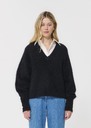 Pull Paz noir en laine et alpaga Ecru, Noir TARA JARMON