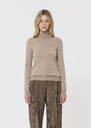 Pull Palma beige en laine merinos Cafe au lait, Vert TARA JARMON
