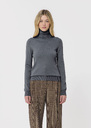Pull Palma gris chiné en laine merinos Cafe au lait, Gris chine, Vert TARA JARMON