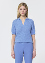 Pull Panpi bleu ciel en laine Horizon, Jaune citron TARA JARMON