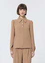 Top Tonio beige en crêpe Grenat, Noir, Noisette TARA JARMON