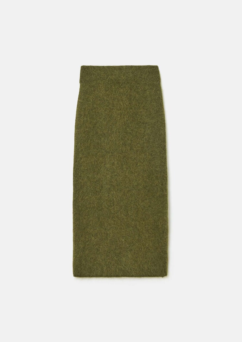 Jupe Janna verte en alpaga brossé Vert TARA JARMON