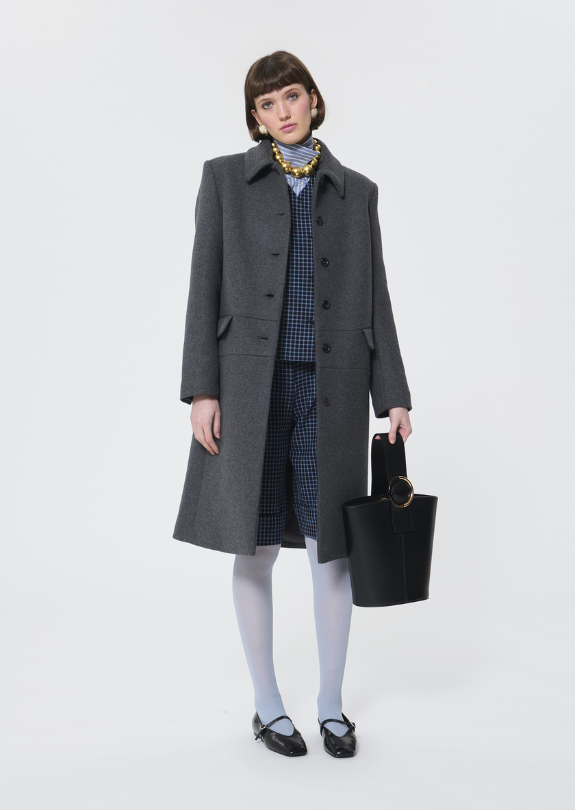 Manteau Manola gris en drap de laine Gris TARA JARMON