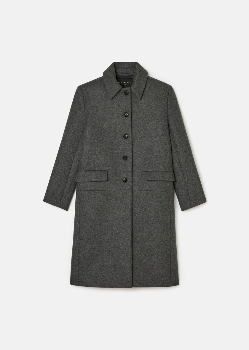 Manteau Manola gris en drap de laine Gris TARA JARMON