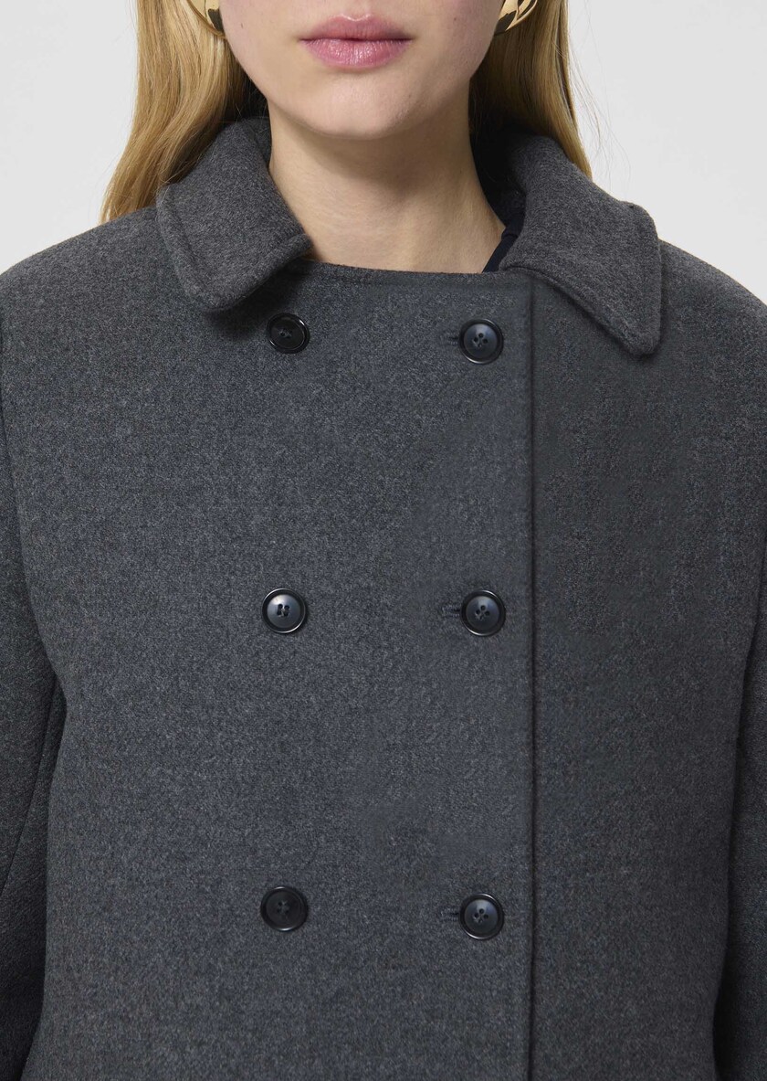 Manteau Marguerite gris en drap de laine Gris TARA JARMON