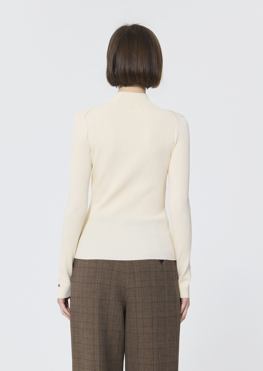 Pull Prudie écru en maille côtelée extrafine Ecru TARA JARMON