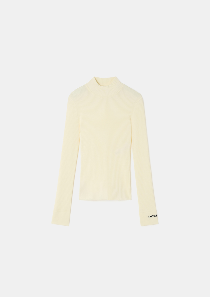 Pull Prudie écru en maille côtelée extrafine Ecru TARA JARMON