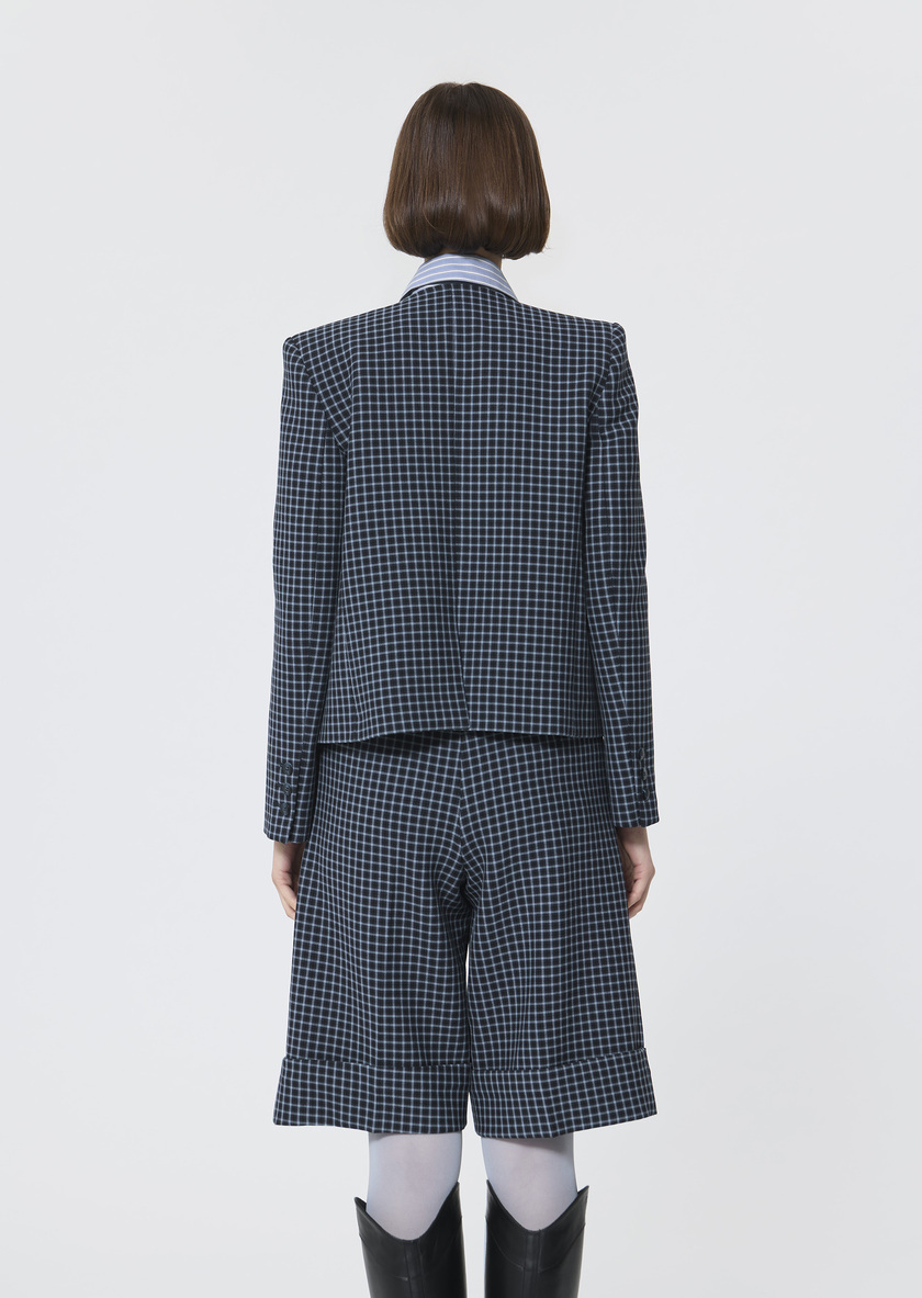 Veste Vermeil bleu nuit à petits carreaux Nuit TARA JARMON