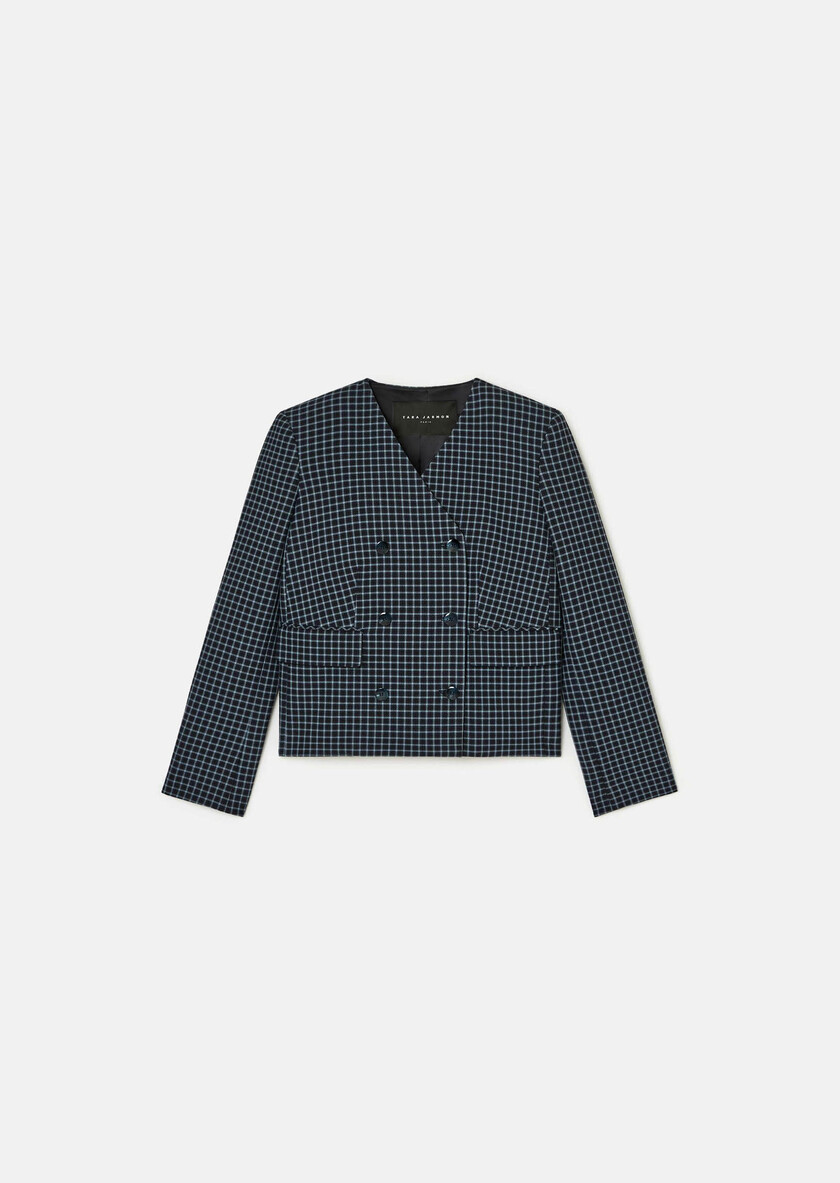 Veste Vermeil bleu nuit à petits carreaux Nuit TARA JARMON