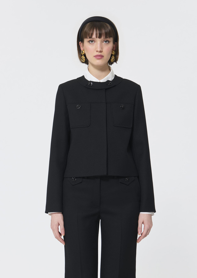 Veste Venise noire en toile compacte Noir TARA JARMON