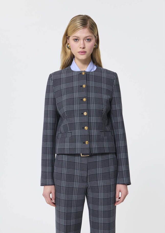 Veste Vesna grise motif prince de Galles Gris TARA JARMON