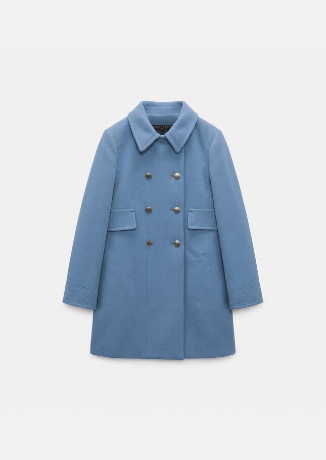 Manteau Marceau bleu ciel en drap de laine Horizon TARA JARMON
