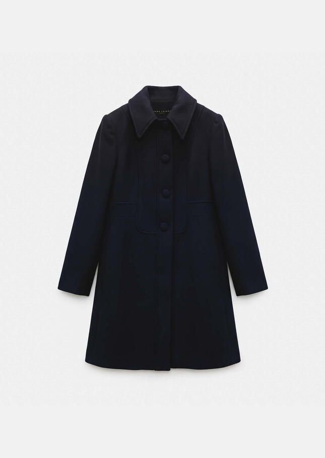 Manteau Madeline bleu nuit en drap de laine Nuit TARA JARMON